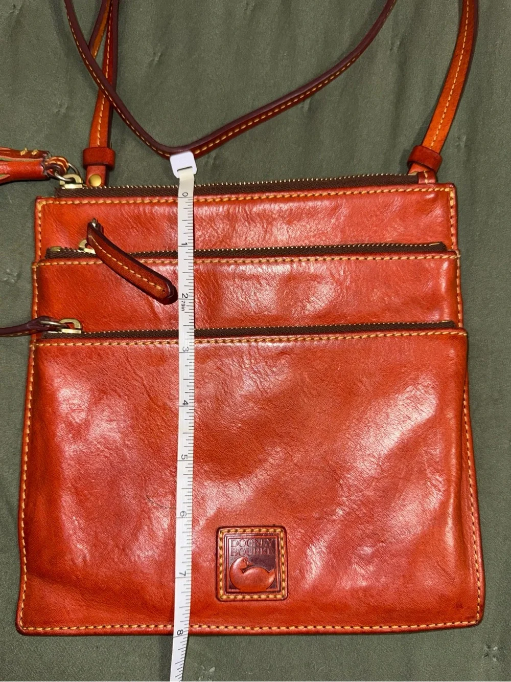 Vintage Dooney & Bourke Orangeish Red Leather Crossbody with Tassel